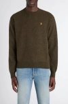 Alexander Mcqueen Mcqueen Embroidered Skull Wool Crewneck Sweater In Green