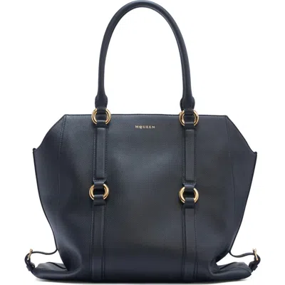Alexander Mcqueen Mcqueen Farringdon Leather North/south Tote In Blue