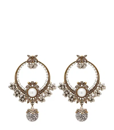 Alexander Mcqueen Mcqueen Faux Pearl Heirloom Drop Earrings In Blue