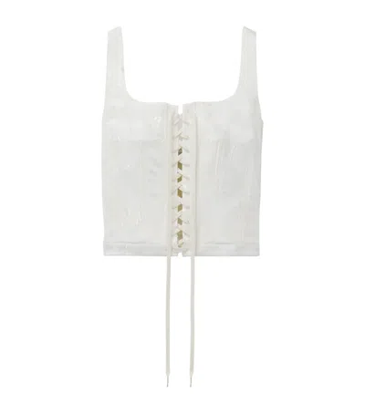 Alexander Mcqueen Mcqueen Fil Coupé Floral Corset Top In White