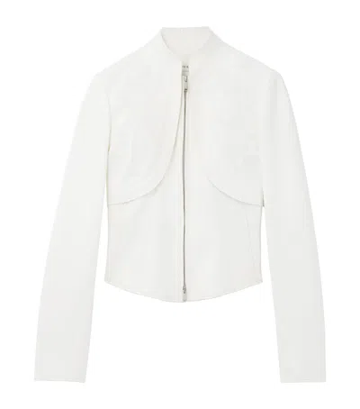Alexander Mcqueen Mcqueen Floral Embroidered Leather Jacket In White
