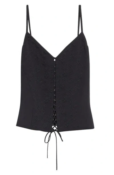 Alexander Mcqueen Mcqueen Floral Jacquard Corset Camisole In Black