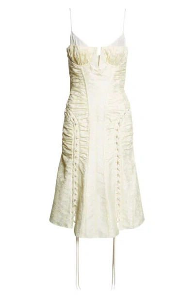 Alexander Mcqueen Mcqueen Floral Jacquard Corset Dress In White