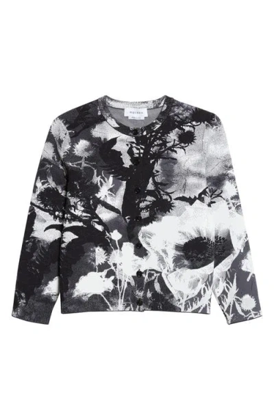 Alexander Mcqueen Mcqueen Floral Jacquard Crewneck Cardigan In Black