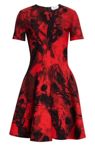 Alexander Mcqueen Mcqueen Floral Jacquard Mini Sweater Dress In Red
