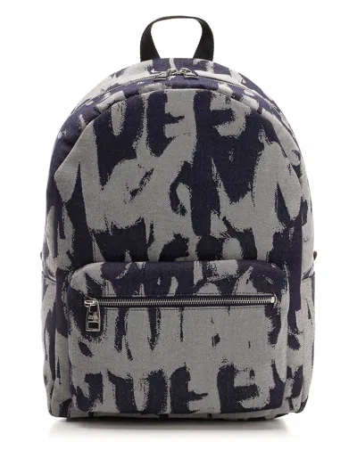 Alexander Mcqueen Mcqueen Graffiti Backpack In Blue