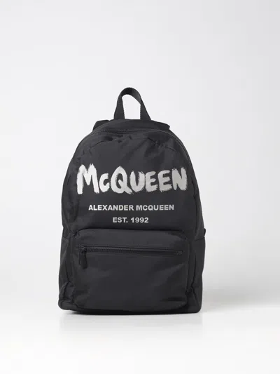 Alexander Mcqueen Mcqueen Graffiti Backpack In Nylon In Black