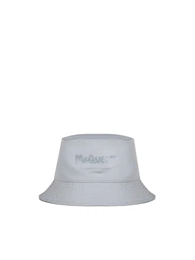 Alexander Mcqueen Logo Printed Bucket Hat In Spring Blue