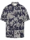 Alexander Mcqueen Graffiti Hawaiian Denim Shirt In Blue