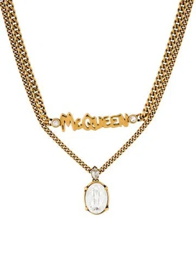 Pre-owned Alexander Mcqueen 'mcqueen' Graffiti Double Strand Chain Necklace, 18.75" In Multicolor