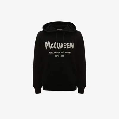 Alexander Mcqueen Mcqueen Graffiti Hooded Sweatshirt In Black