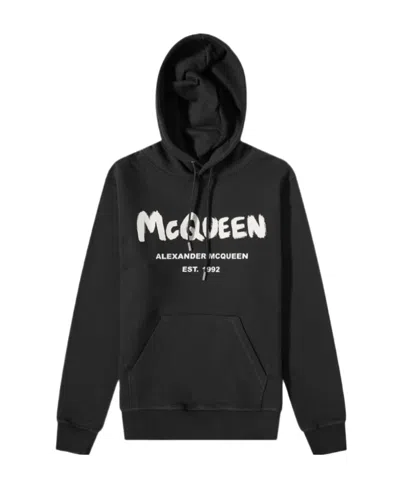 Alexander Mcqueen Mcqueen Graffiti Logo Hoodie In Black