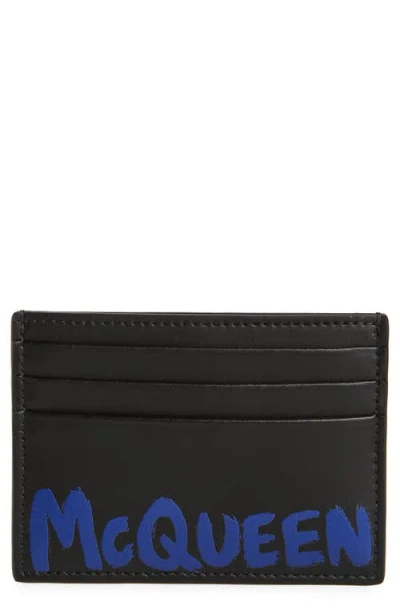 Alexander Mcqueen Mcqueen Graffiti Logo Leather Card Case