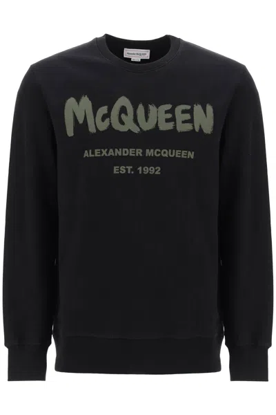 Alexander Mcqueen Mcqueen Graffiti Sweatshirt In Black