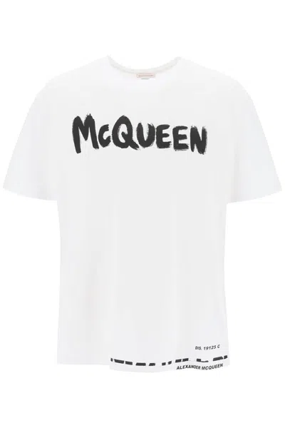 Alexander Mcqueen Mcqueen Graffiti T-shirt In Bianco