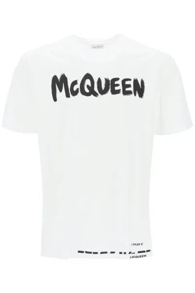 Alexander Mcqueen Mcqueen Graffiti T-shirt In White