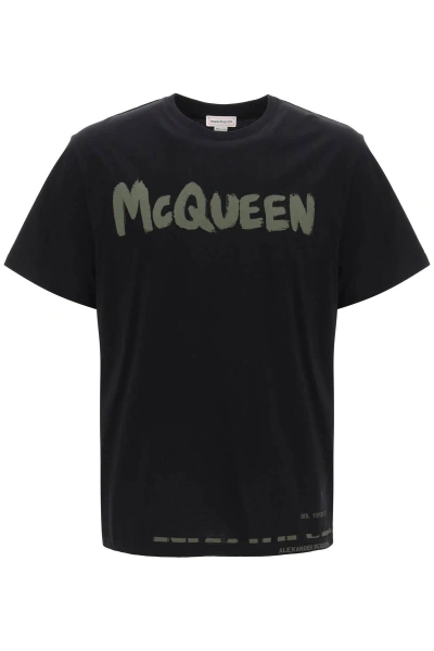 Alexander Mcqueen Mcqueen Graffiti T-shirt In Black
