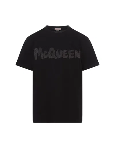 ALEXANDER MCQUEEN MCQUEEN GRAFFITI T-SHIRT IN BLACK/GREY