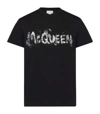 Alexander Mcqueen Mcqueen Graffiti T-shirt In Neutral