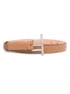 Alexander Mcqueen Beige Leather Belt With Silver Buckle In Braun