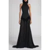 Alexander Mcqueen Mcqueen Halter Neck Silk Georgette Evening Gown In Black