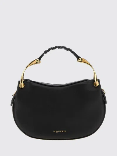 Alexander Mcqueen Mini Wishbone Leather Shoulder Bag In Black