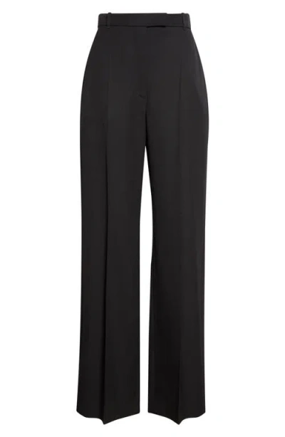 Alexander Mcqueen Mcqueen High Waist Wool Straight Leg Pants In Black