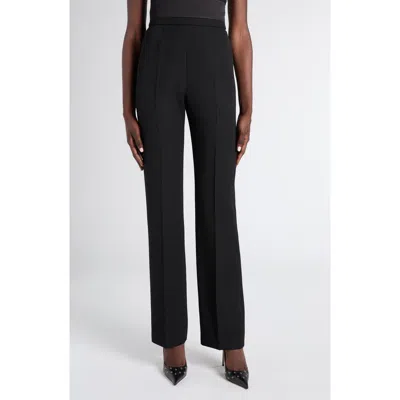 Alexander Mcqueen Mcqueen High Waist Wool Straight Leg Tux Pants In Black