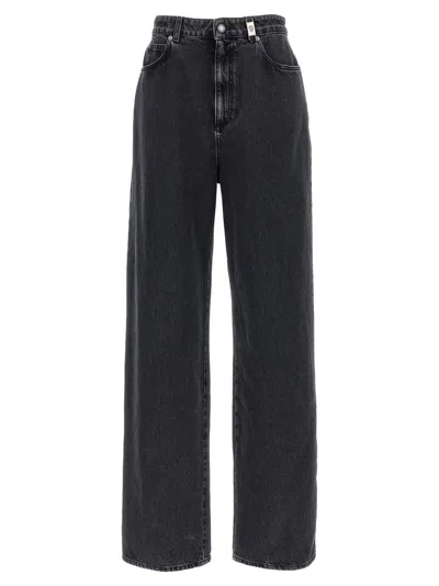 ALEXANDER MCQUEEN MCQUEEN HIGH-WAISTED WIDE-LEG JEANS IN BLACK DELAVÉ DENIM