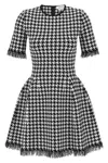 Alexander Mcqueen Fringe Trim Houndstooth Round Neckline Short Sleeves