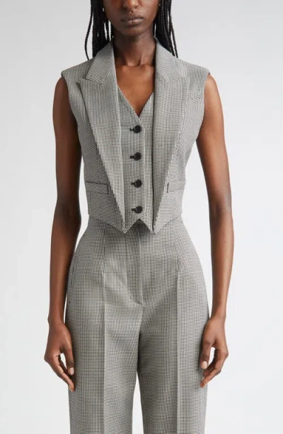 Alexander Mcqueen Mcqueen Houndstooth Wool & Mohair Vest In Gray