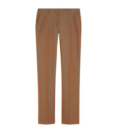 Alexander Mcqueen Mcqueen Iridescent Bumster Trousers In Brown