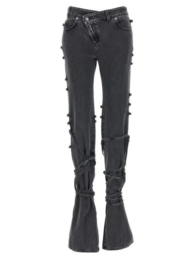 Alexander Mcqueen Mcqueen Jeans Asymmetric Closure In Black