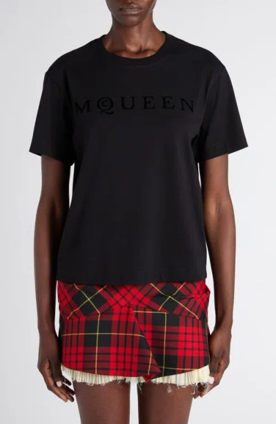 Alexander Mcqueen Mcqueen Jersey Logo T-shirt In Black