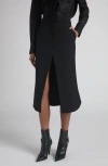 Alexander Mcqueen Mcqueen Kick Back Wool Stretch Gabardine Midi Skirt In Black