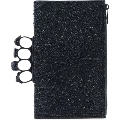 Alexander Mcqueen Mcqueen Knuckle Crystal Embellished Clutch In Black