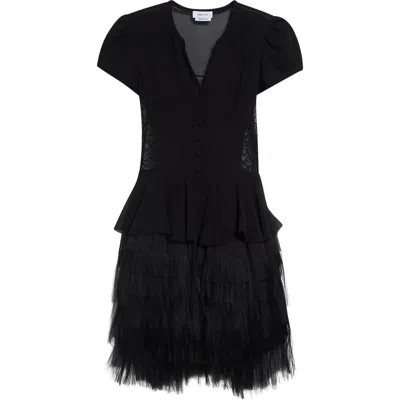 Alexander Mcqueen Mcqueen Lace & Fringe Dress In Black