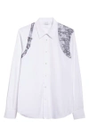 Alexander Mcqueen Mcqueen Lace Detail Harness Strap Cotton Poplin Button-up Shirt In White