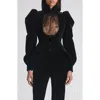 Alexander Mcqueen Mcqueen Lace Detail Velveteen Peplum Jacket In Black