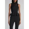 Alexander Mcqueen Mcqueen Lace Panel Sleeveless Peplum Top In Black