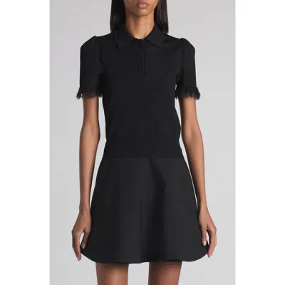Alexander Mcqueen Mcqueen Lace Trim Polo In Black