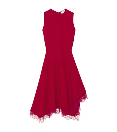 Alexander Mcqueen Mcqueen Lace-hem Sleeveless Midi Dress In Red