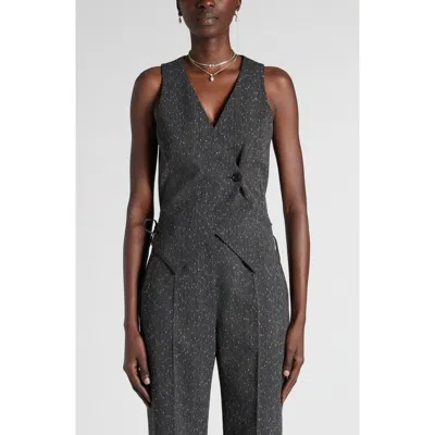 Alexander Mcqueen Mcqueen Lace-up Wool Blend Slub Vest In Gray