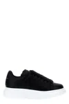 Alexander Mcqueen Oversized Black Leather Sneakers With Contrasting Platform In Black