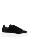 Alexander Mcqueen Oversized Black Leather Sneakers With Contrasting Platform In Black