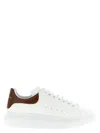 Alexander Mcqueen Minimalist Leather Sneakers With Contrasting Heel Tab In White