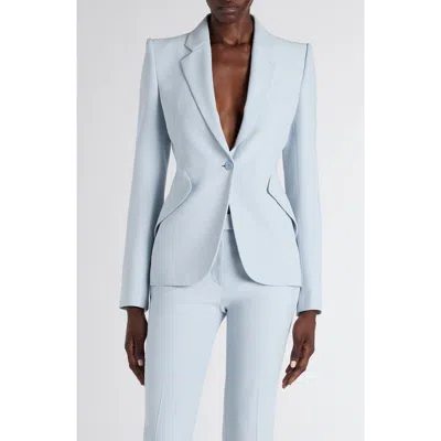 Alexander Mcqueen Single-button Crepe Jacket In Blue