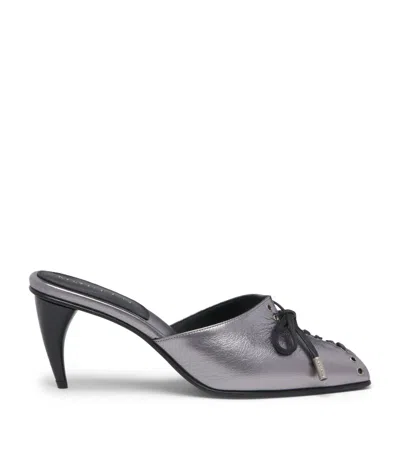 Alexander Mcqueen Mcqueen Leather Lexie Heeled Mules 70 In Gray