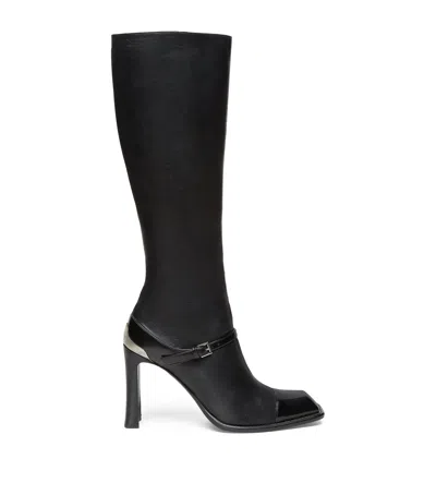 Alexander Mcqueen Mcqueen Leather Niko Knee-high Boots 95 In Black