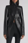 Alexander Mcqueen Mcqueen Leather Peplum Blazer In Black